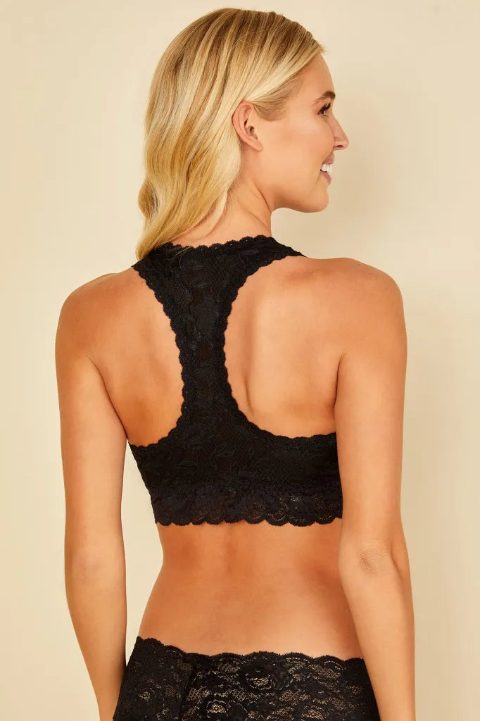 VALERIA Front Close Racerback Bralette in Black