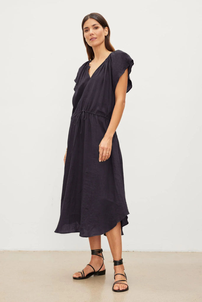 short sleeve drawstring dress Lenpel Mini Dress for Women Scoop Neck Short Sleeve Drawstring Front Ruched a Line Short Dress Club Party Clothes, Women's, Size: Small