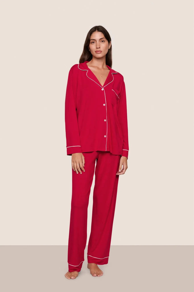 GISELE Long PJ Set in Holly Red