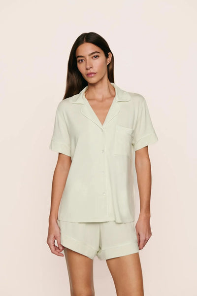 GISELE Relaxed Short PJ Set in Seafoam/Ivory