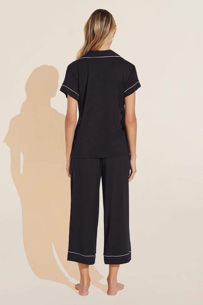 GISELE Short Sleeve & Crop PJ Set in Black/Sorbet