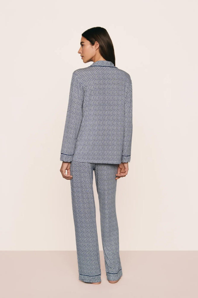 GISELE Long PJ Set in Seashell Navy