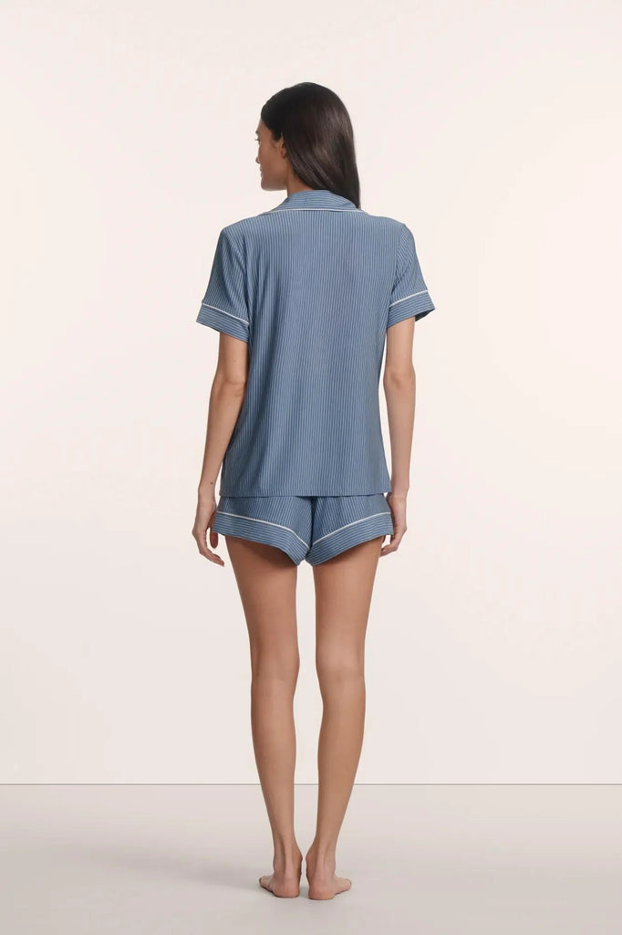 GISELE Relaxed Short PJ Set in Duo Stripe Slate Blue