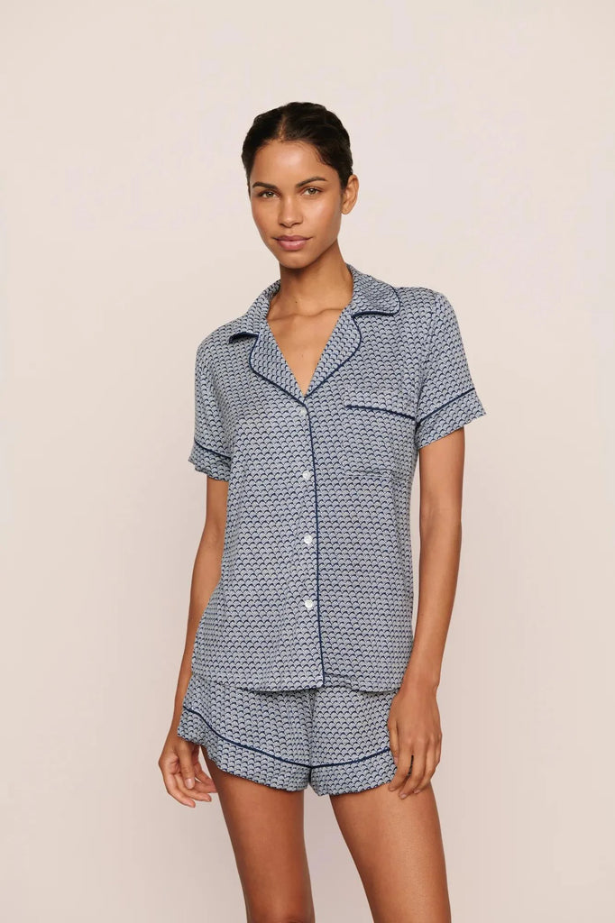 GISELE Relaxed Short PJ Set in Seashell Navy
