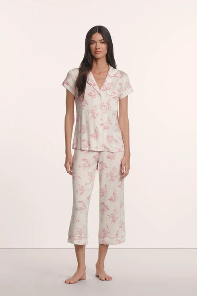 GISELE Short Sleeve & Crop PJ Set in Rose Garden Cameo Pink