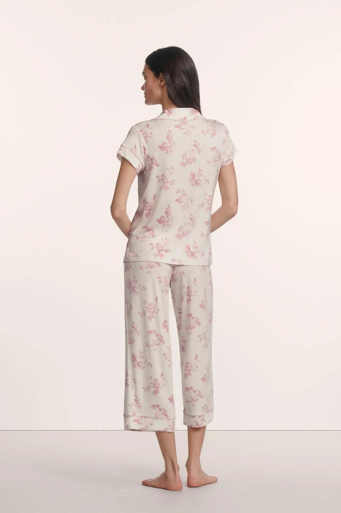 GISELE Short Sleeve & Crop PJ Set in Rose Garden Cameo Pink