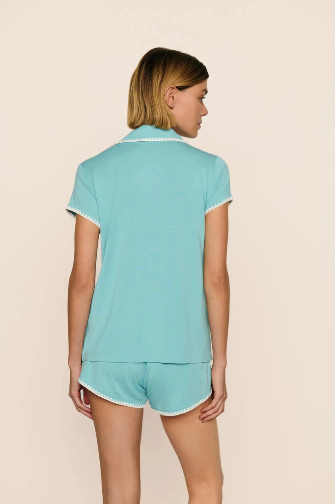 FRIDA Short PJ Set in Blue Lagoon/Ivory