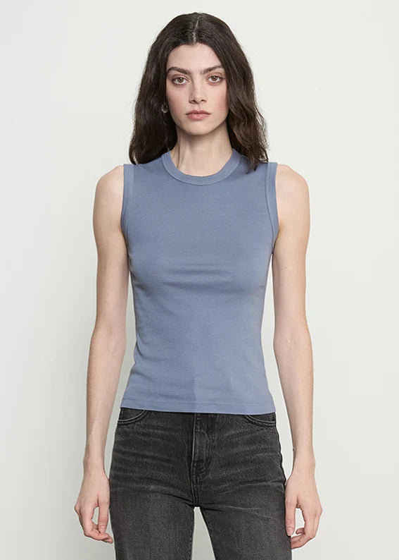 Supima Cotton New Classic Sleeveless Tee in Steel Blue
