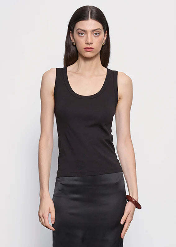 Supima Baby Rib Tank in Black