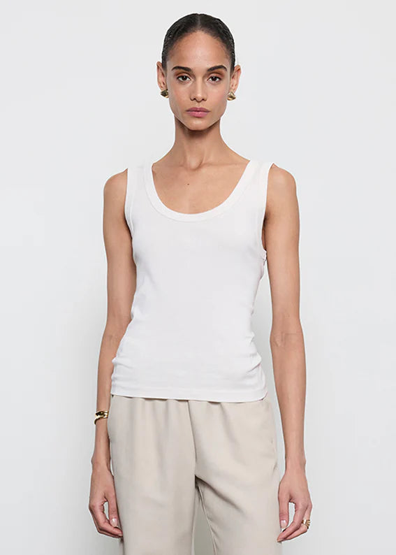Supima Baby Rib Tank in Pearl Grey