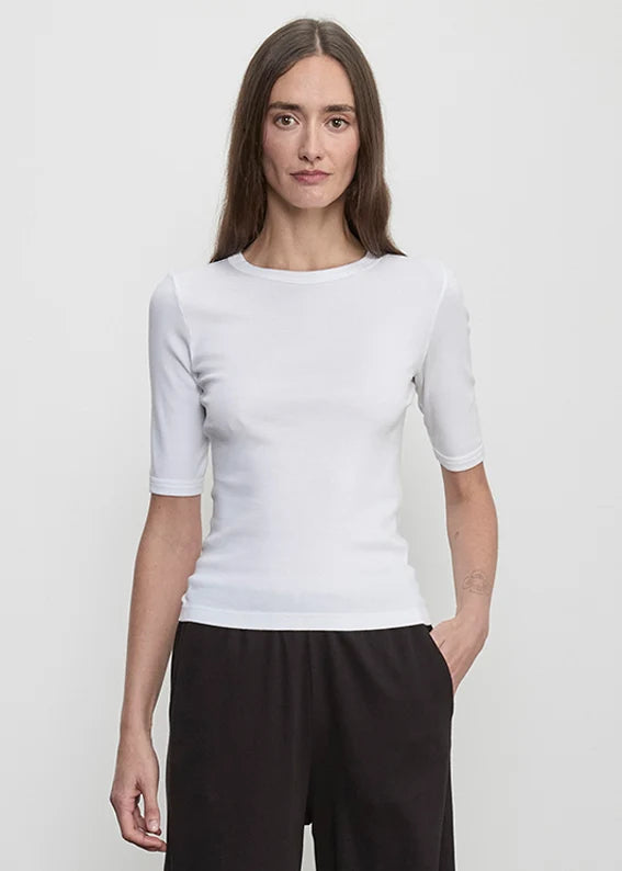 Soft Cotton Half Sleeve Tee in White