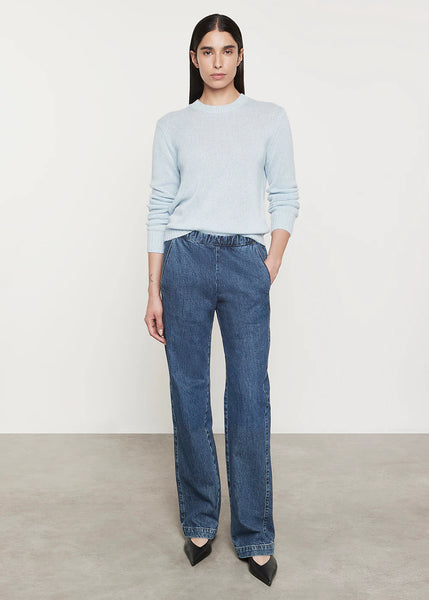 Cashmere Easy Crew Neck Sweater in Sky Blue