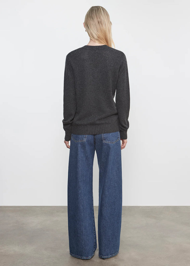 Cashmere V-Neck Sweater in Charcoal