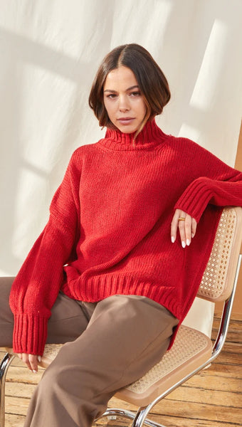MARGOT Turtleneck Sweater in Apple Red