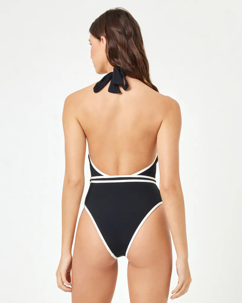 CAICOS Halter One Piece in Black/Cream