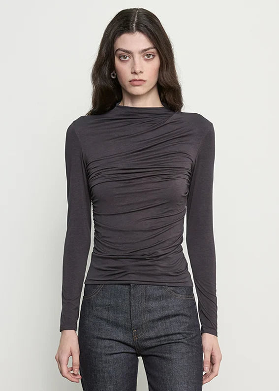 Fluid Jersey Twist Top in Phantom