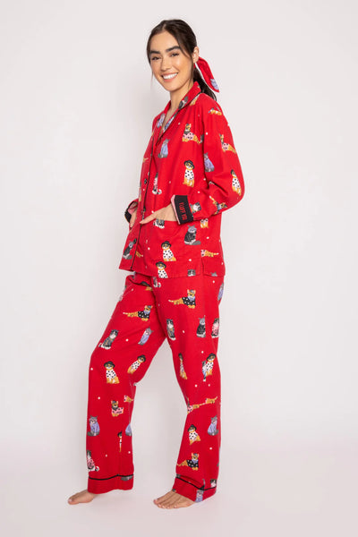 Flannel Long PJ Set in Red