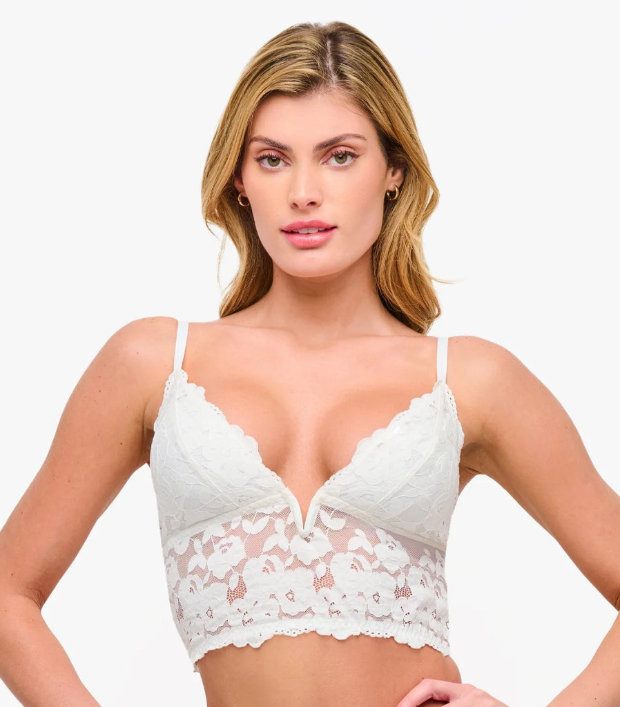 ROMANZA Lace Longline Bralette in Moon Ivory