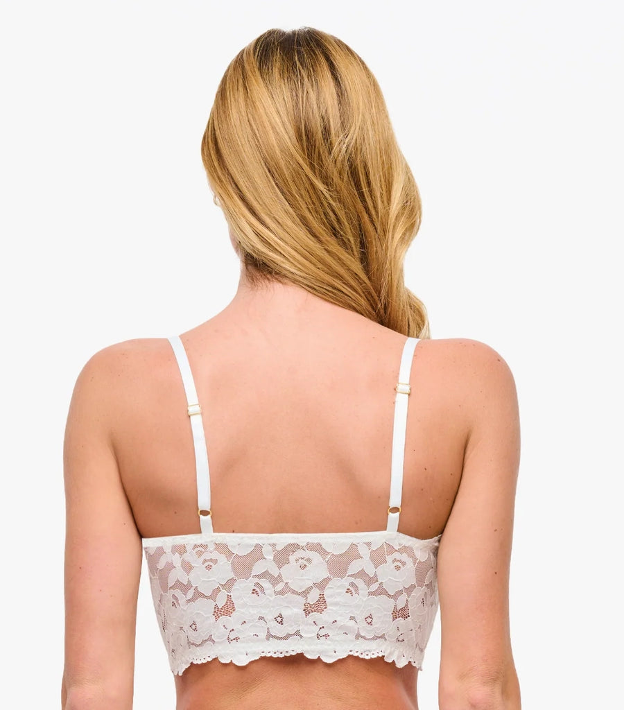 ROMANZA Lace Longline Bralette in Moon Ivory