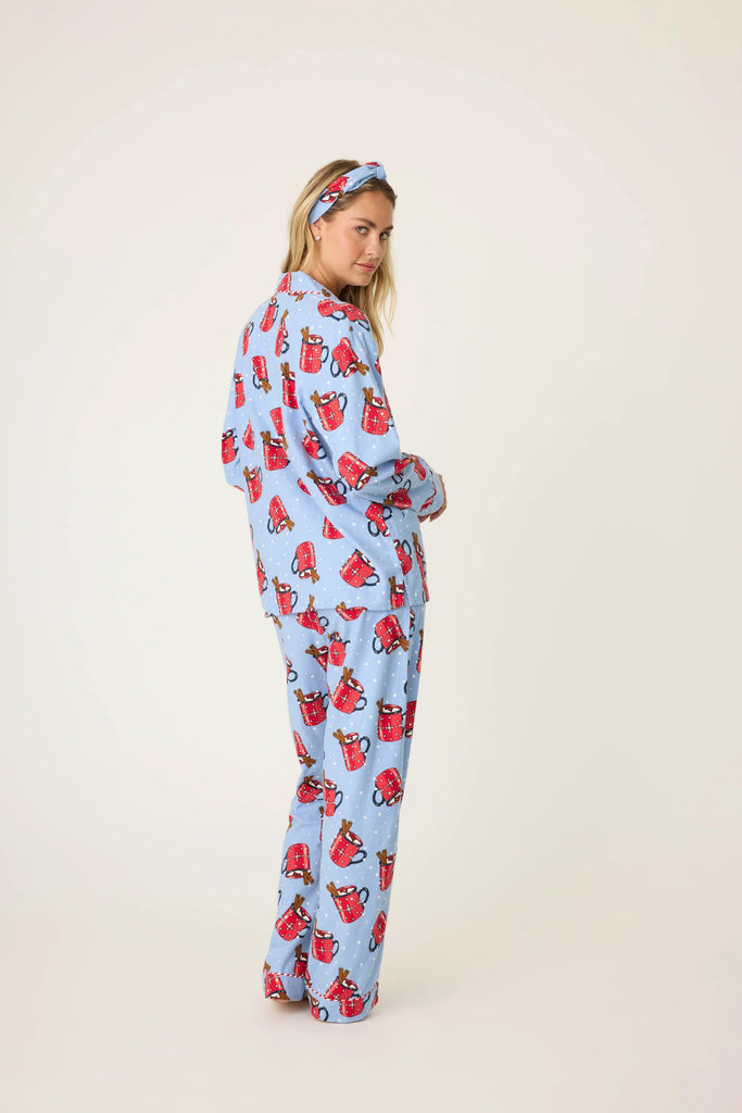 Flannel Long PJ Set w/ Headband in Hot Cocoa