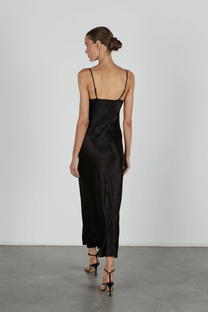 Satin Bias Cut Slip Dress in Black – Christina's Luxuries