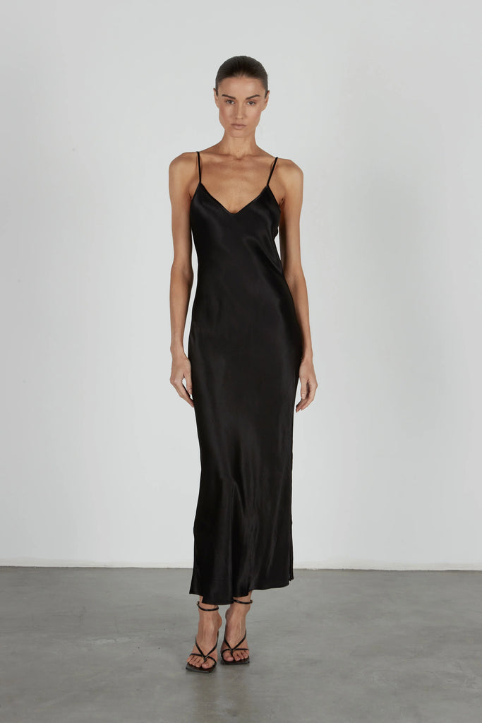 Satin Bias Cut Slip Dress in Black – Christina's Luxuries