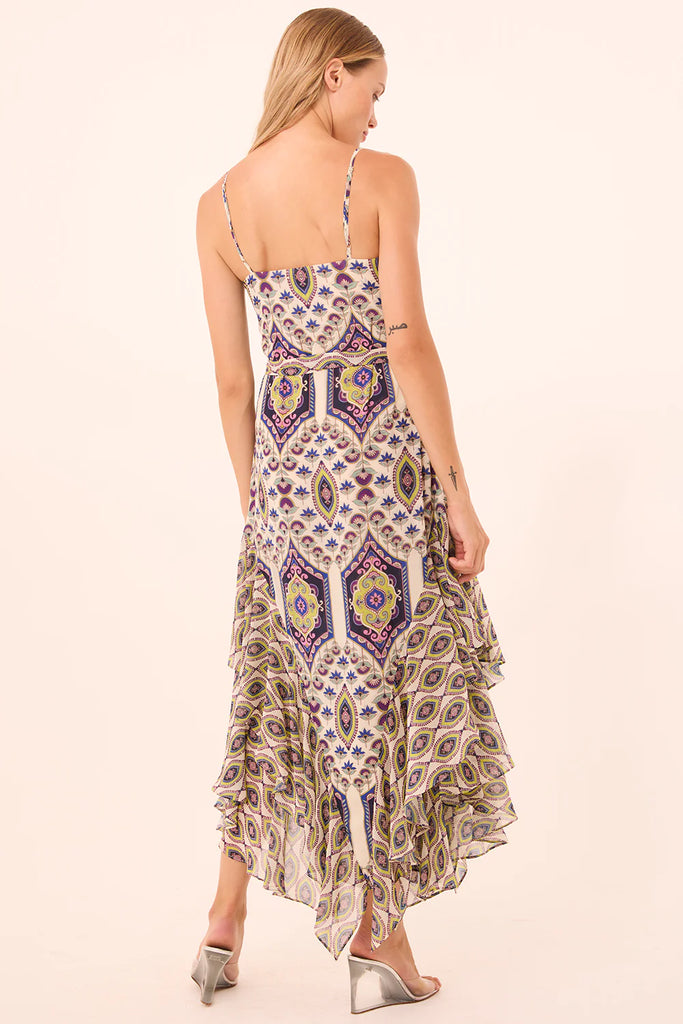 VERONICA Ruffle Hem Dress in Mosaic Mix