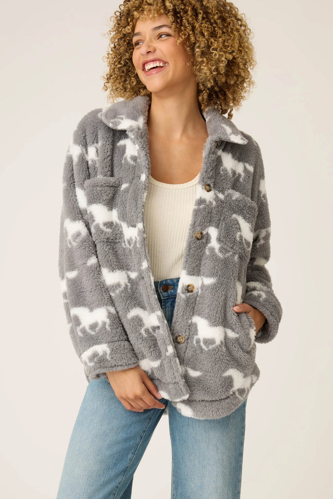 GET COZY Jacket in Grey Horses