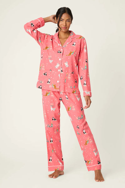 GET FIZZICAL Flannel Long PJ Set in Dark Coral