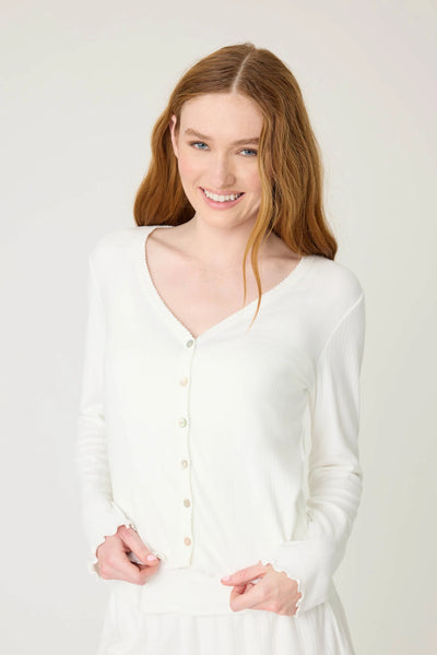 POINTELLE Cardigan in Ivory