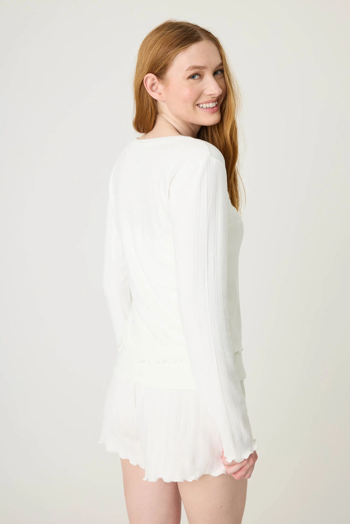 POINTELLE Cardigan in Ivory