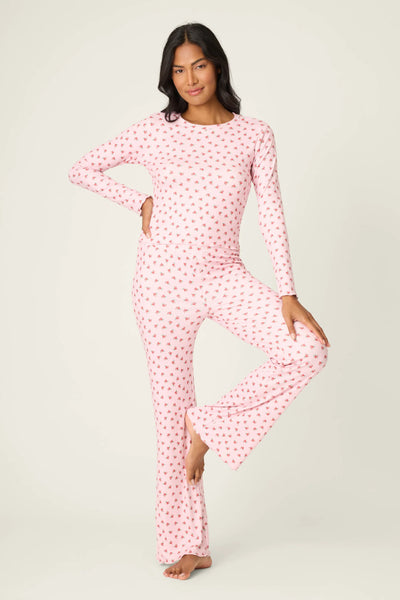 CRAZY FOR THE HOLIDAYS Ditsy Floral Long PJ Set in Pink
