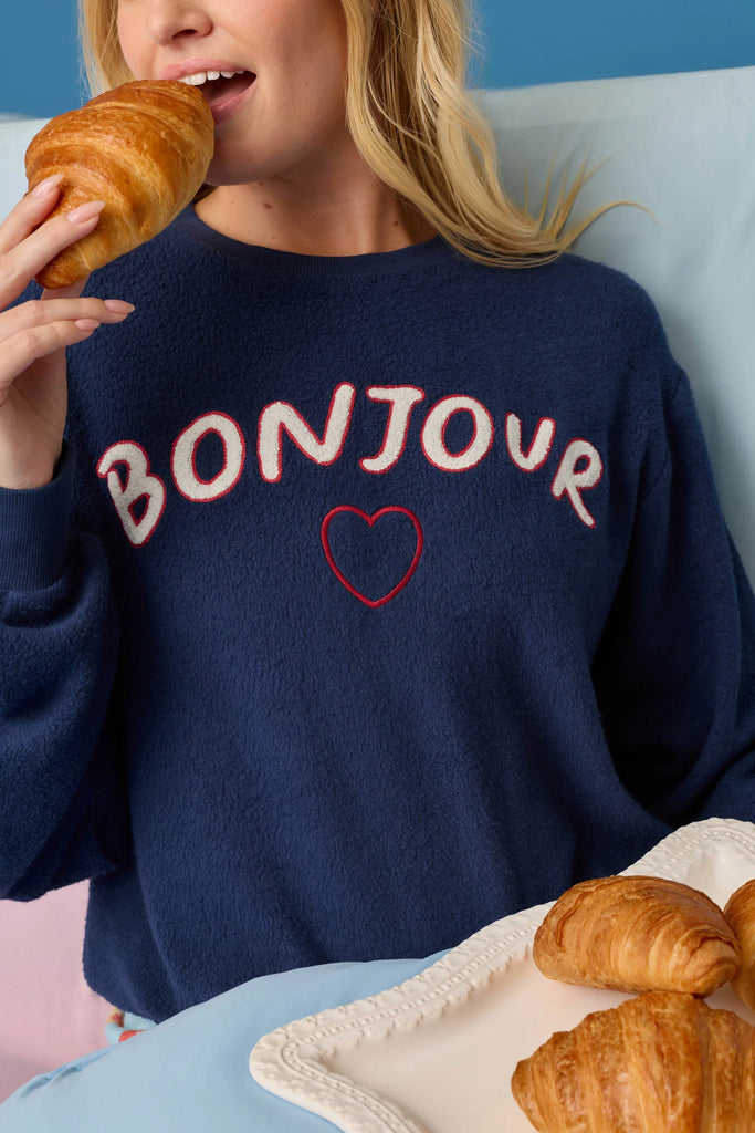 BONJOUR BABE Boucle Bonjour Sweater in Deep Navy