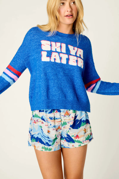 SKI YA LATER Snuggle Sweater in Moon Blue