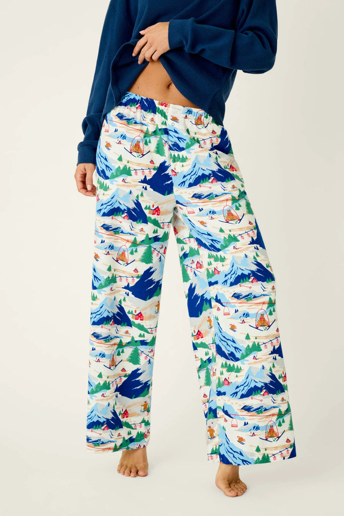 SKI YA LATER Flannel Pants in Moon Blue
