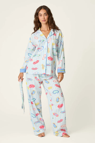 OUT OF OFFICE 3-Piece Flannel PJ Set in Breeze