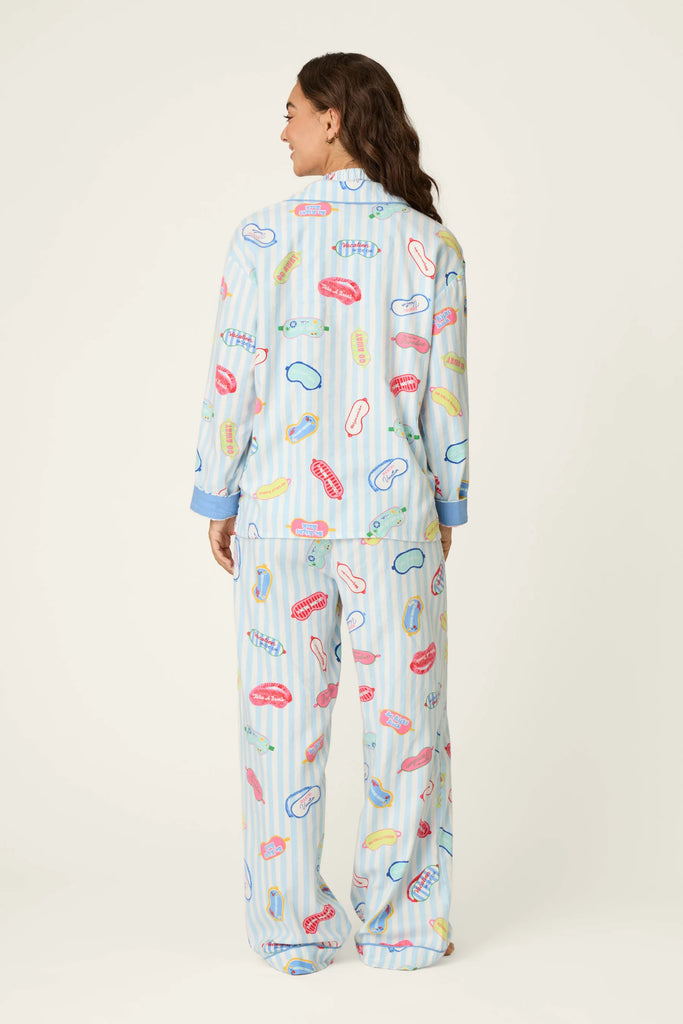 OUT OF OFFICE 3-Piece Flannel PJ Set in Breeze