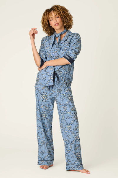 BANDANA Flannel Long PJ Set in Chambray