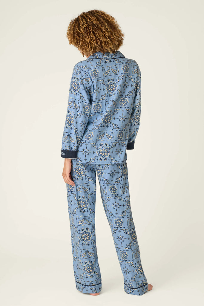 BANDANA Flannel Long PJ Set in Chambray