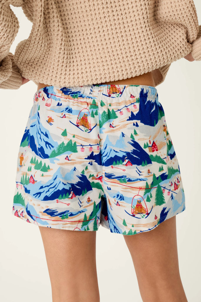 SKI YA LATER Flannel Shorts in Moon Blue