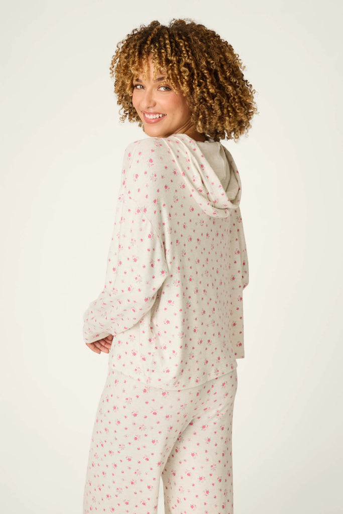 ROMANTIC ROSE Hoodie in Heather Cloud
