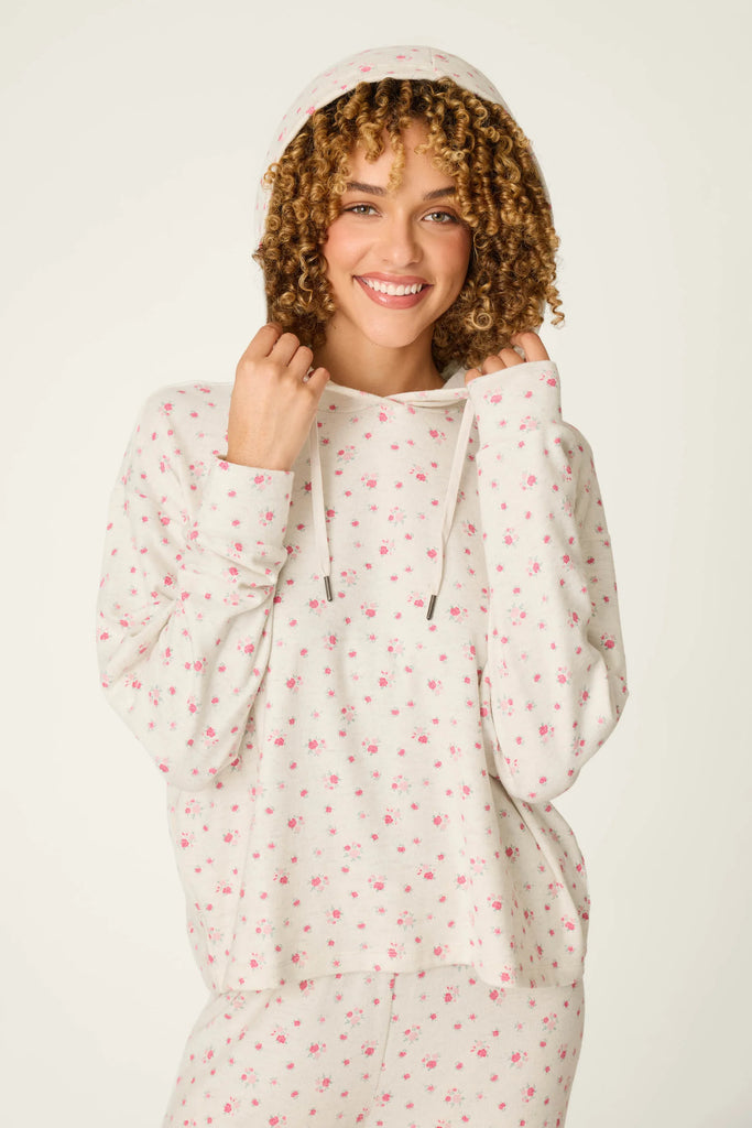 ROMANTIC ROSE Hoodie in Heather Cloud