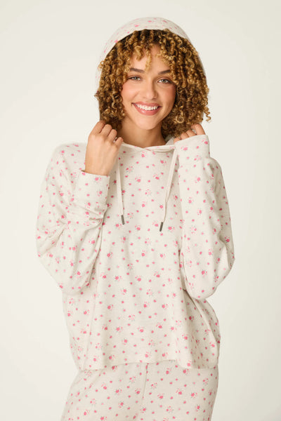 ROMANTIC ROSE Hoodie in Heather Cloud