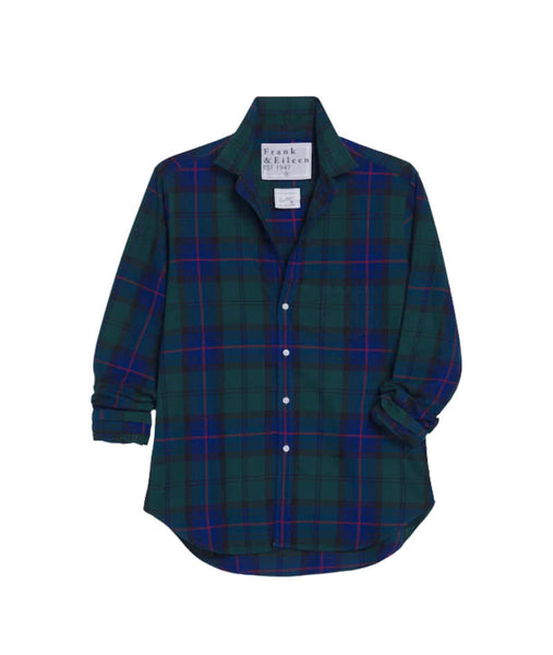 EILEEN Flannel Button Down in Blue Green Red Plaid