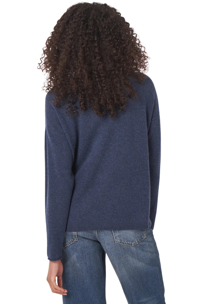 Cashmere Rolled Mock Neck in Night