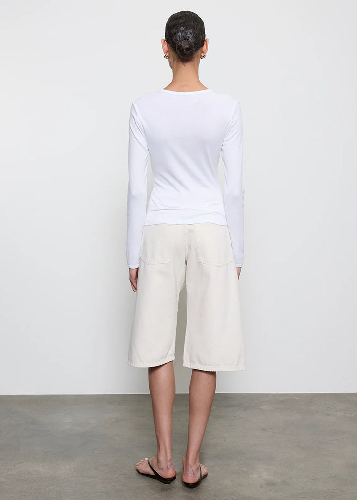 Fine Supima Cotton L/S Crew in White
