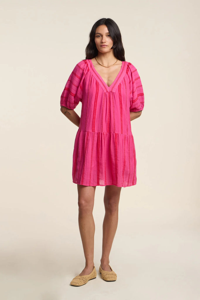 SELITA Short Sleeve Dress in Pink/Red