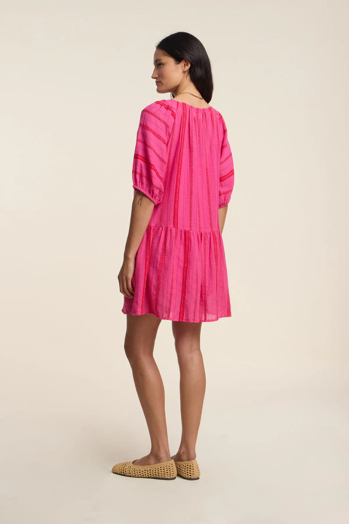 SELITA Short Sleeve Dress in Pink/Red