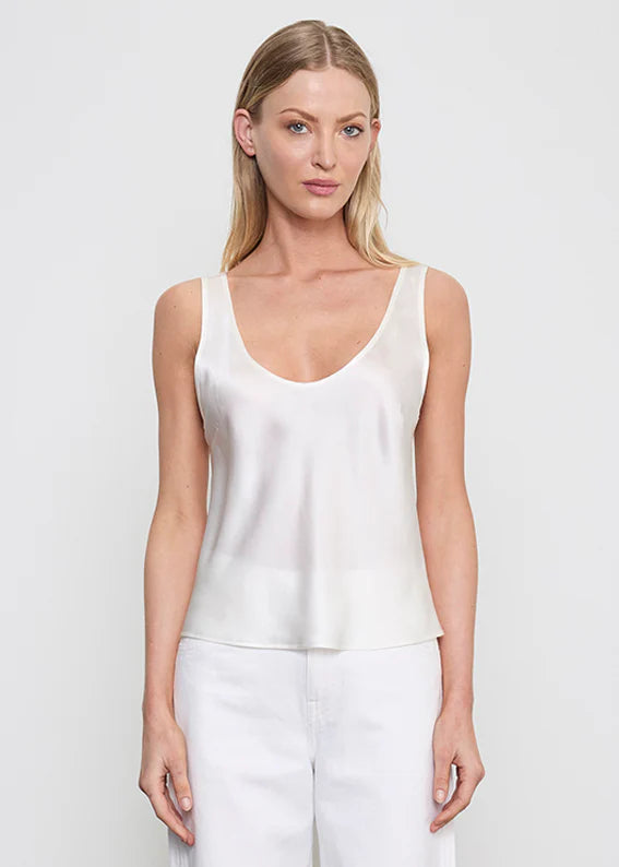 Silk U-Neck Tank in Off-White