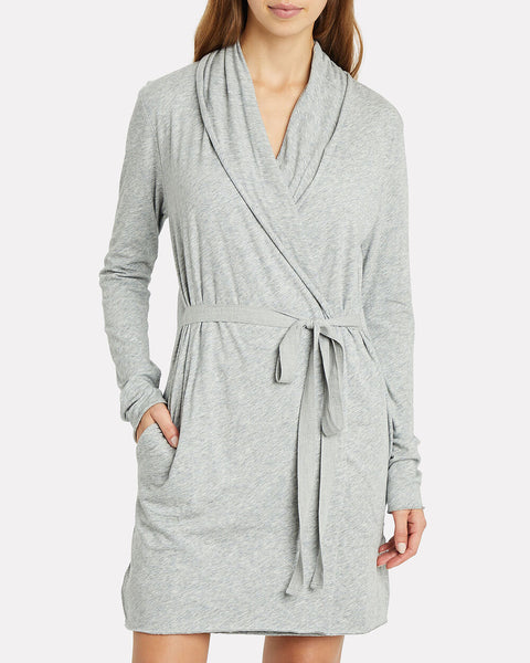 Double Layer Cotton Wrap Robe in Heather Grey